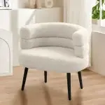 Cozy White Bobo Lamb Velvet Accent Chair