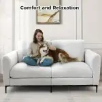 White  Velvet 3-Seater Sofa