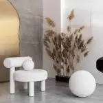 Velvet White Armchair