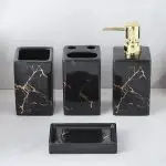 Ceramic Soap Dispenser Toothbrush Holder Tumbler and Tray